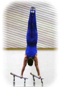 gymnast on parallel bars